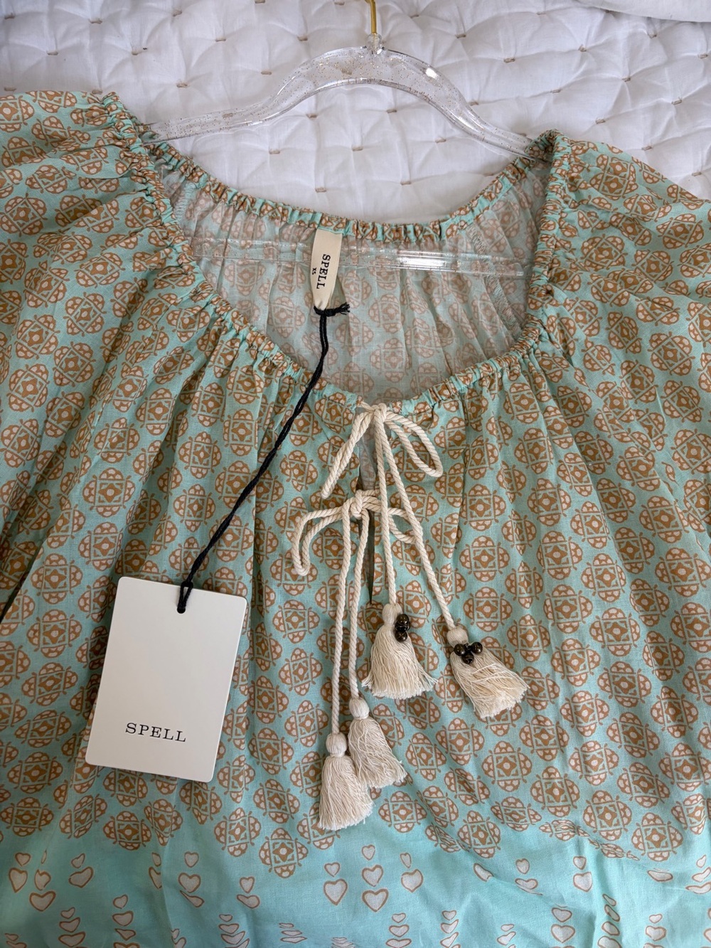Spell Sweet Nothings Boho Tie-Front Peasant Blouse Top NWT - Picture 12 of 14